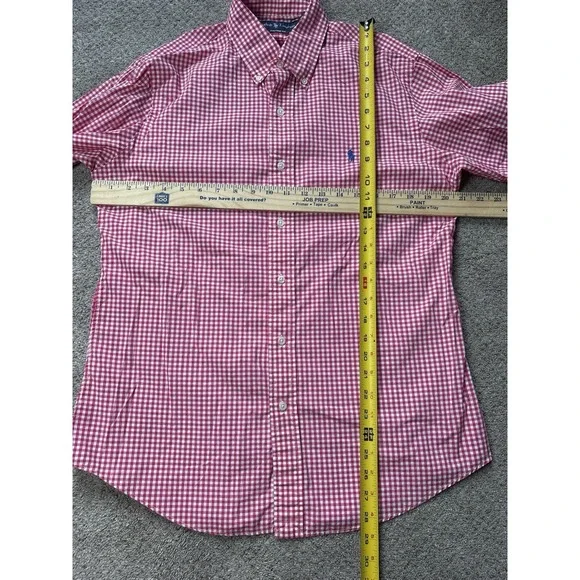 Polo Ralph Lauren Men's Medium Custom Fit Button Down Shirt Gingham Pink White - Picture 6 of 8